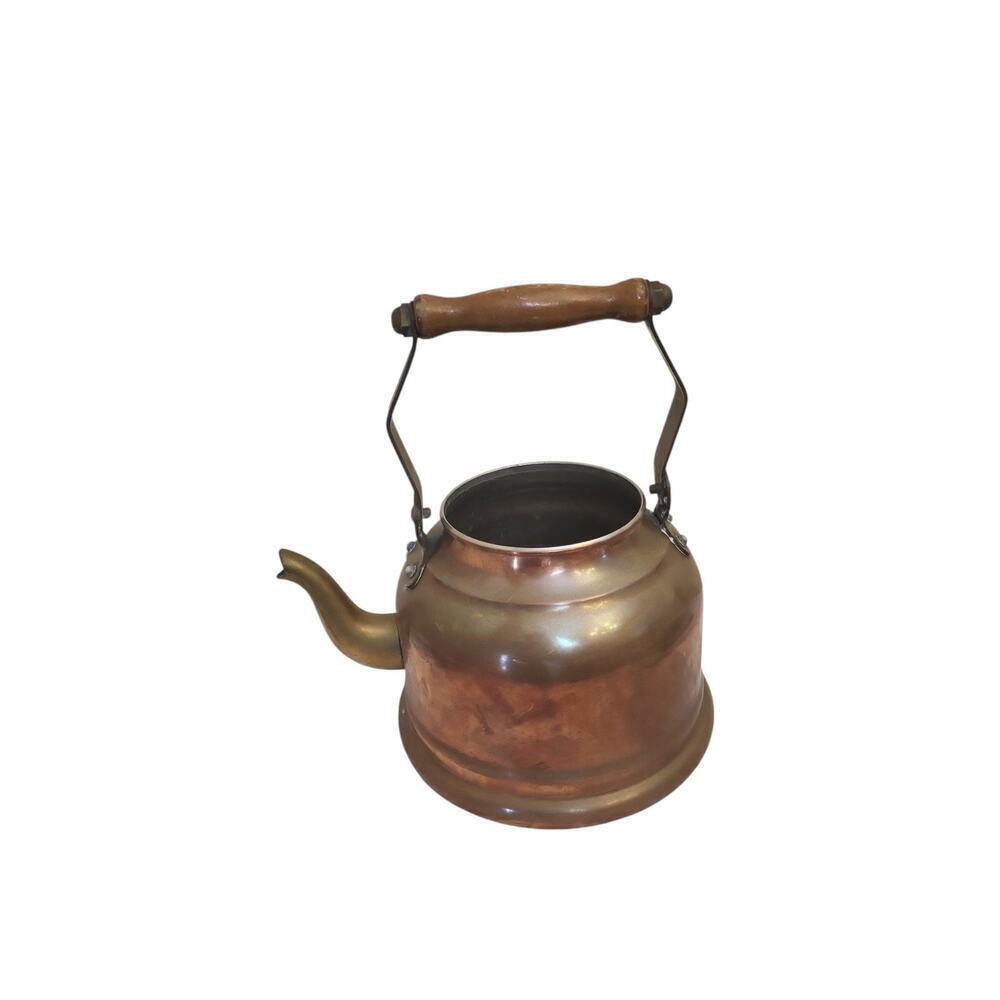 Centuria Baumlin Copper And Brass Wood Handles Water Kettel Made in France - Picture 4 of 12